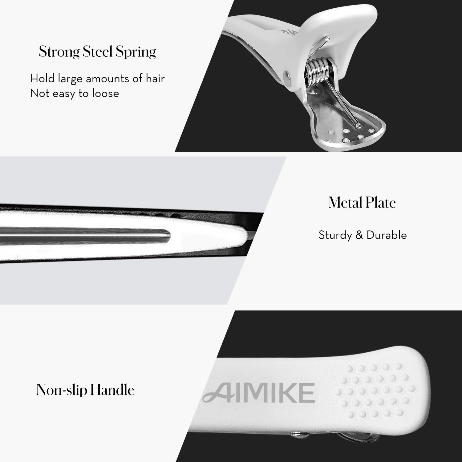 AIMIKE clips with strong springs hold large hair sections securely.