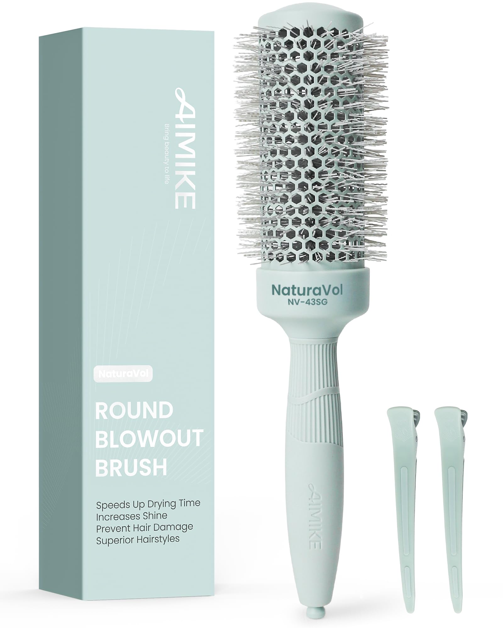 AIMIKE NaturaVol Round Brush showing front design for effective blowouts.