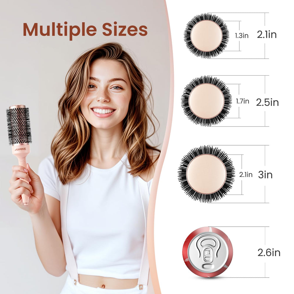 AIMIKE Rose Luxe Round Brush four clips included for better sectioning and control.