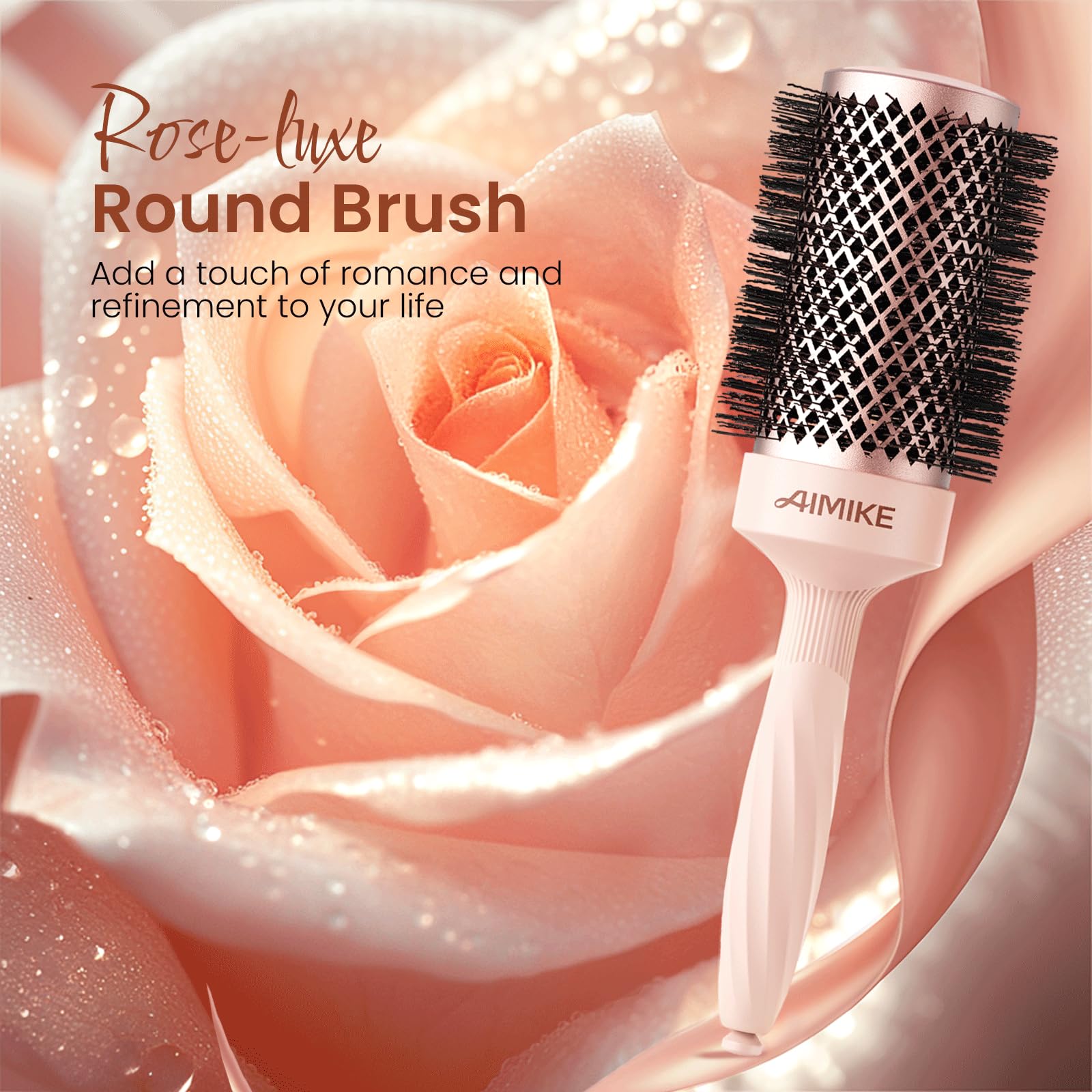 AIMIKE Rose Luxe Round Brush hair clips support easy, precise sectioning.