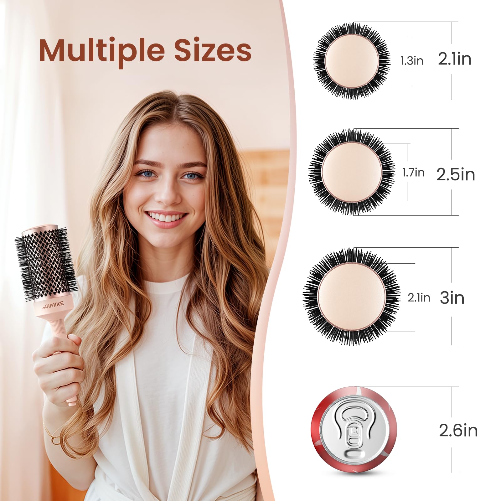 AIMIKE Rose Luxe Round Brush seamless construction prevents snagging.