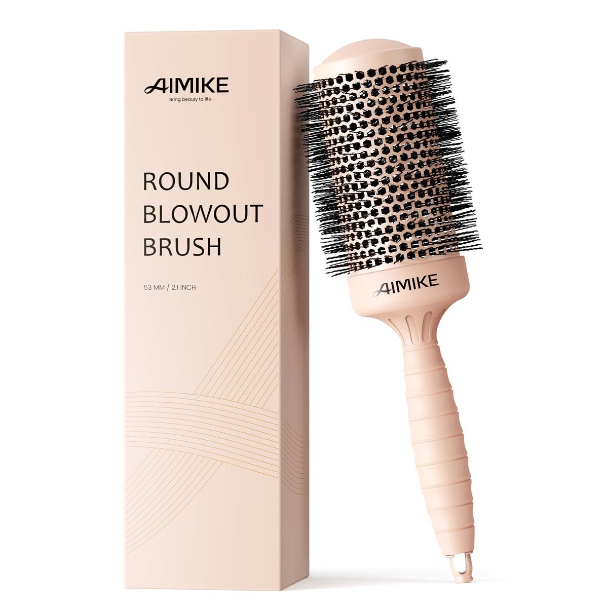 AIMIKE round brush with a 2.1 inch barrel designed for quick blow drying and added volume