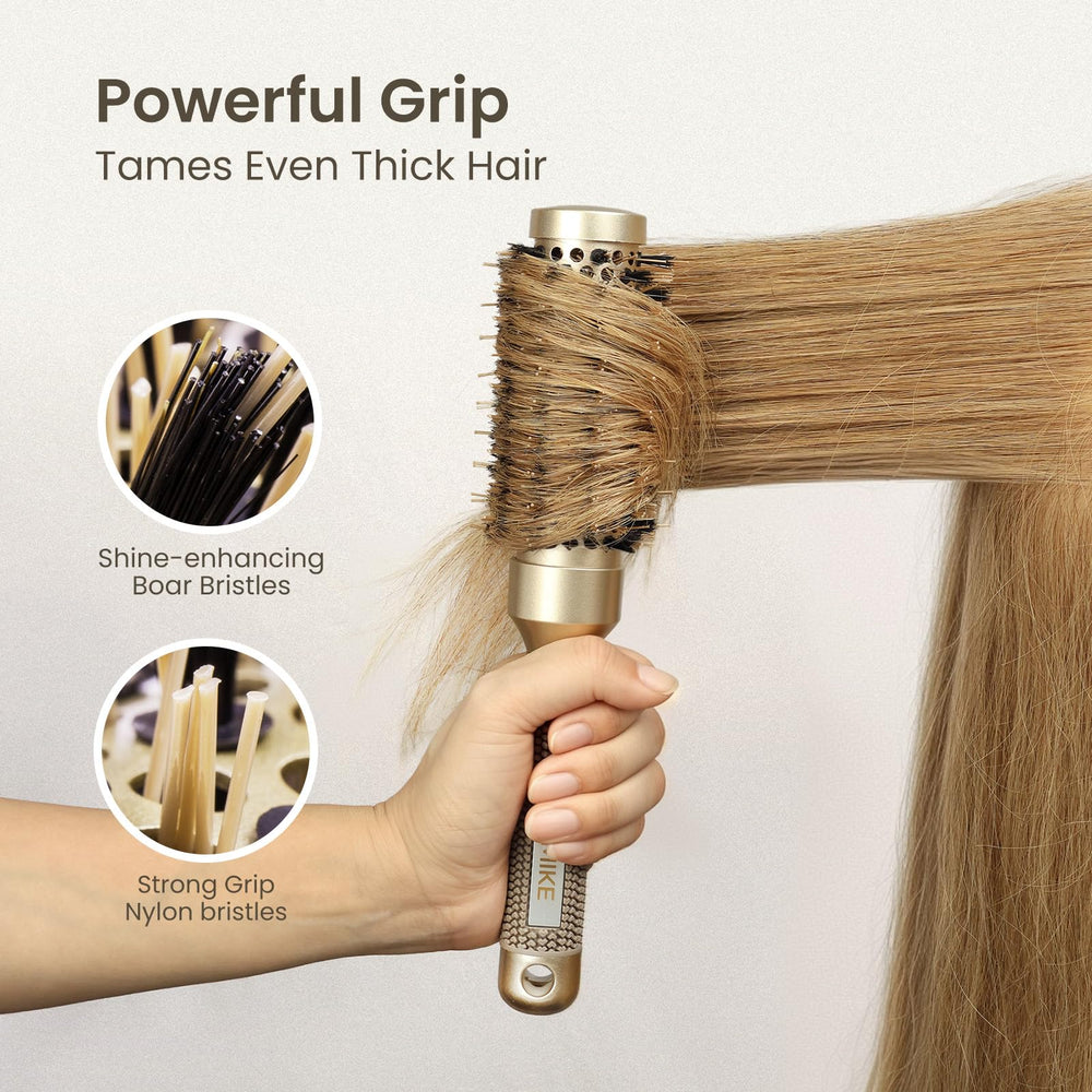 AIMIKE round brush during blow-drying adds volume and shape.