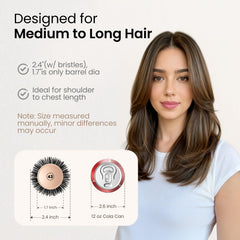 AIMIKE round brush ceramic-coated barrel heats evenly for quick styling and shine.
