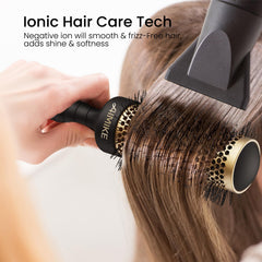 AIMIKE round brush features durable skin-friendly wavy bristles for gentle scalp contact.