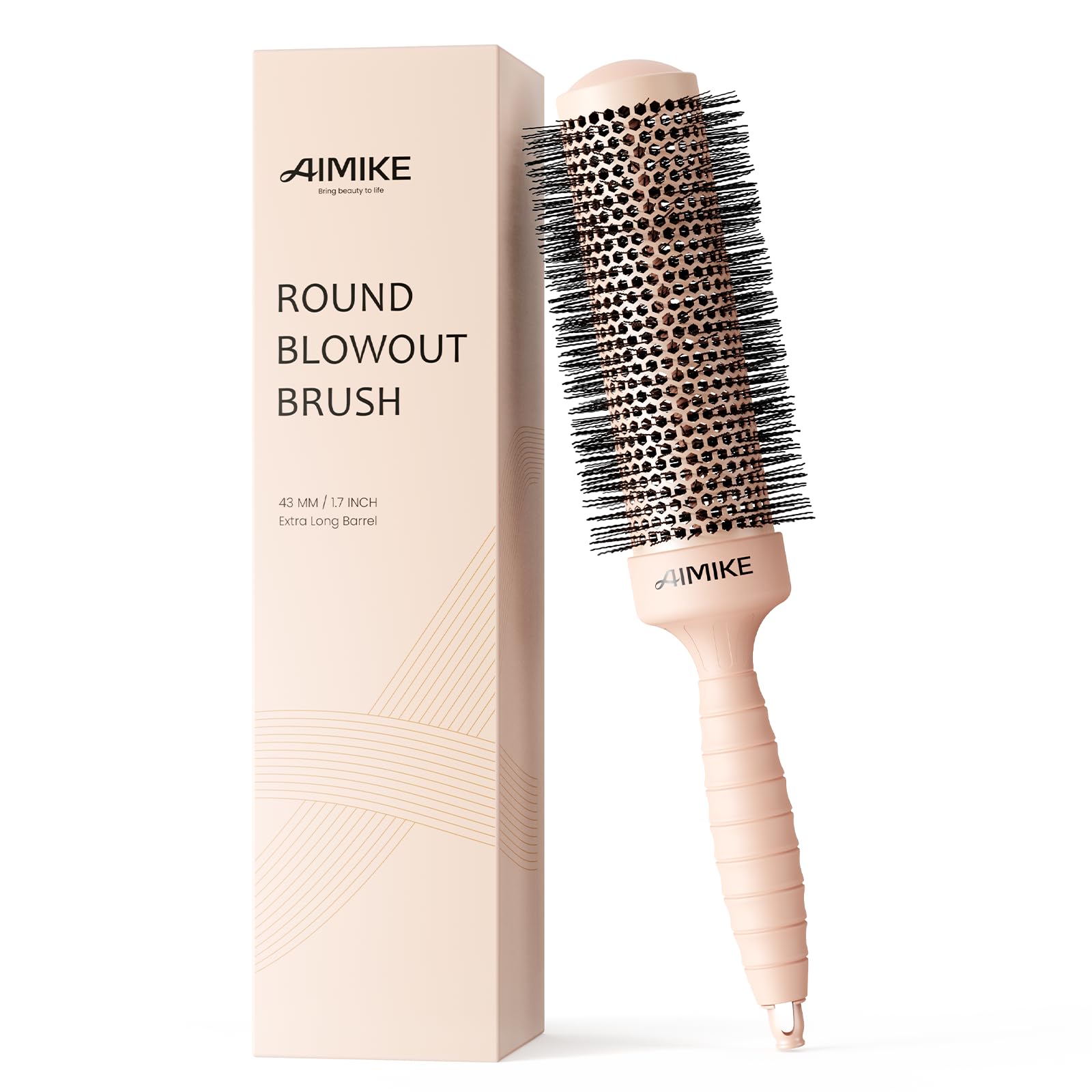 AIMIKE round brush with nano-silver-ion-infused tech delivers sleek, frizz-free blowouts.
