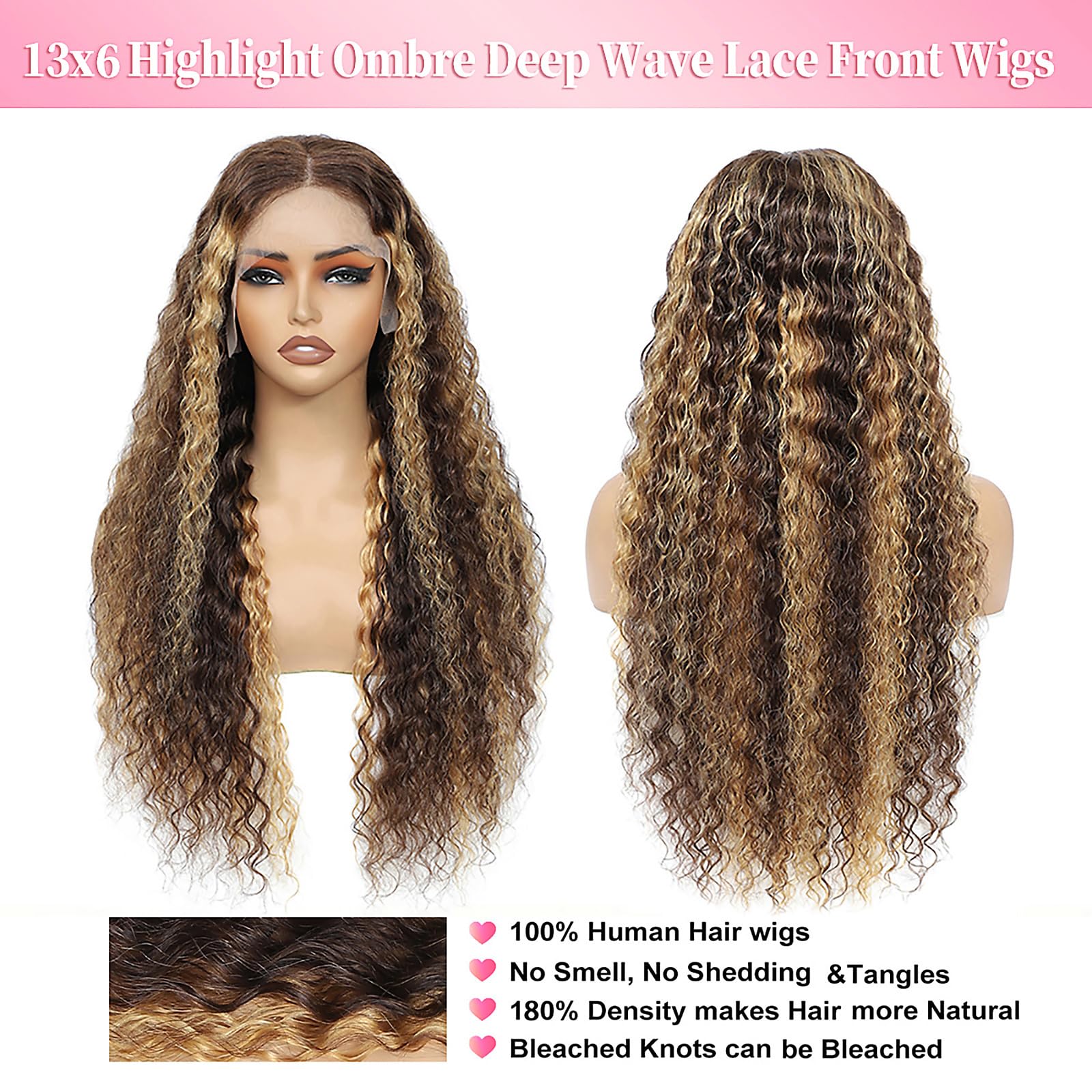 Aimking 26-inch length deep-wave wig adds dramatic length and styling options.