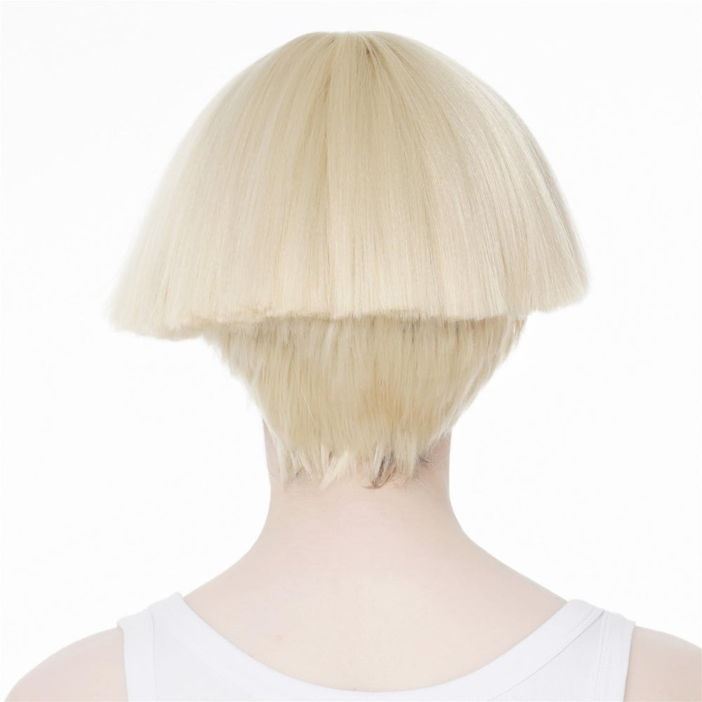 Aimole blonde bowl-cut wig ideal for quick transformative looks.