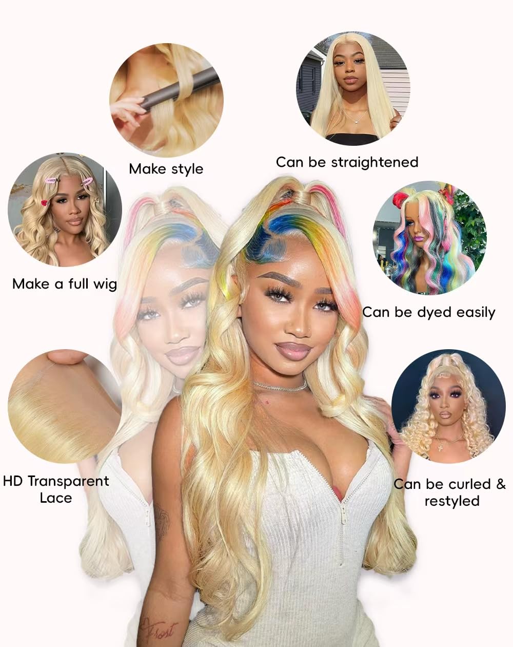 AIMPO 613 easy-install wig for beginners with four combs and adjustable straps.