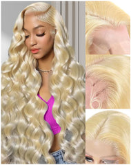 AIMPO 613 lace-front wig front view blonde for natural parting and daily wear.