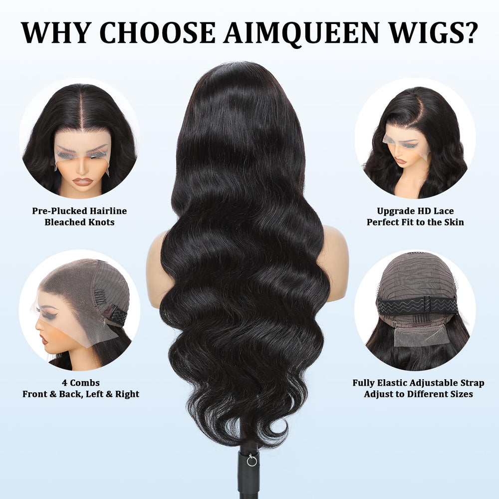 Aimqueen glueless cap view highlights adjustable straps for secure all day comfort