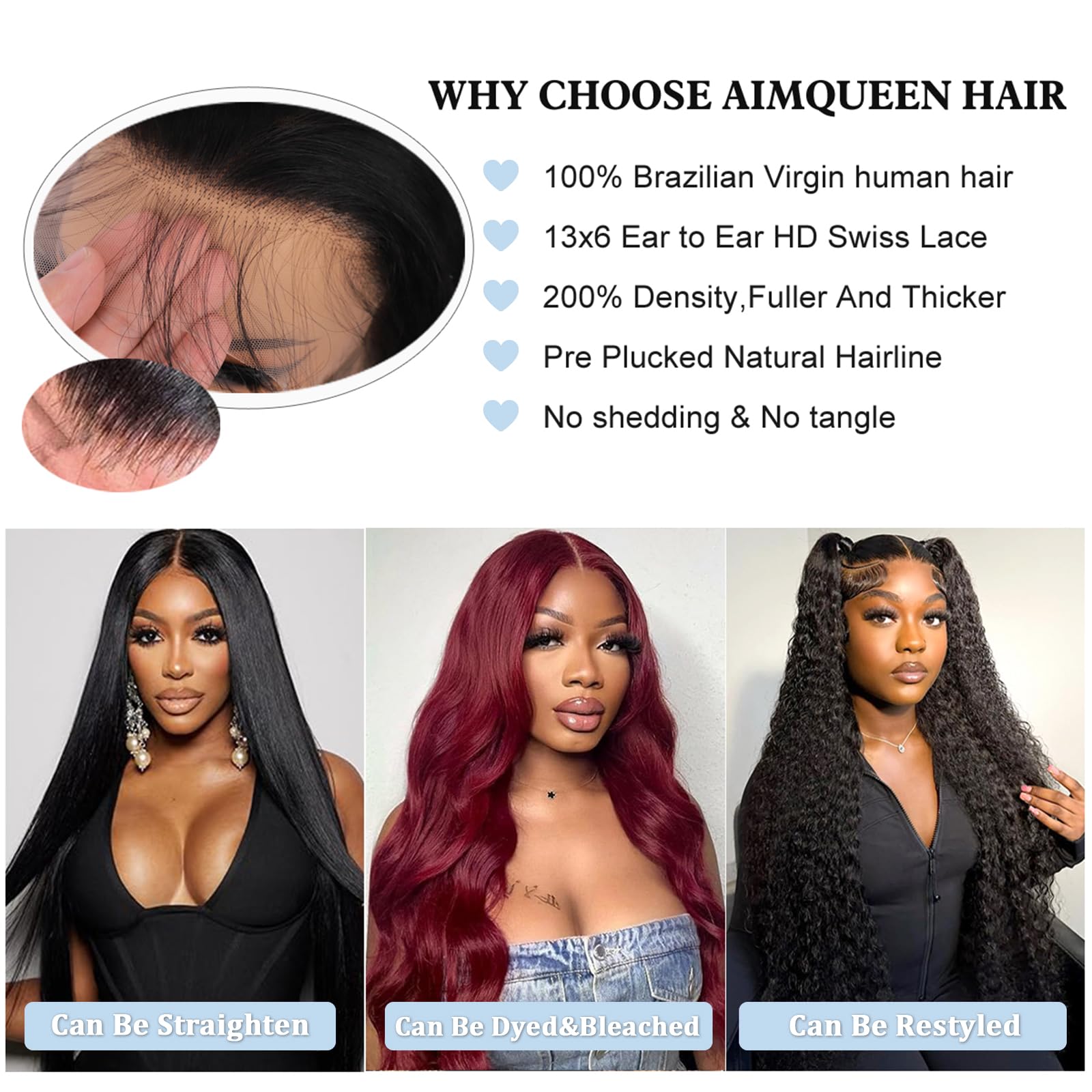Aimqueen 13x6 hd lace closeup reveals invisible knots and breathable cap for daily wear