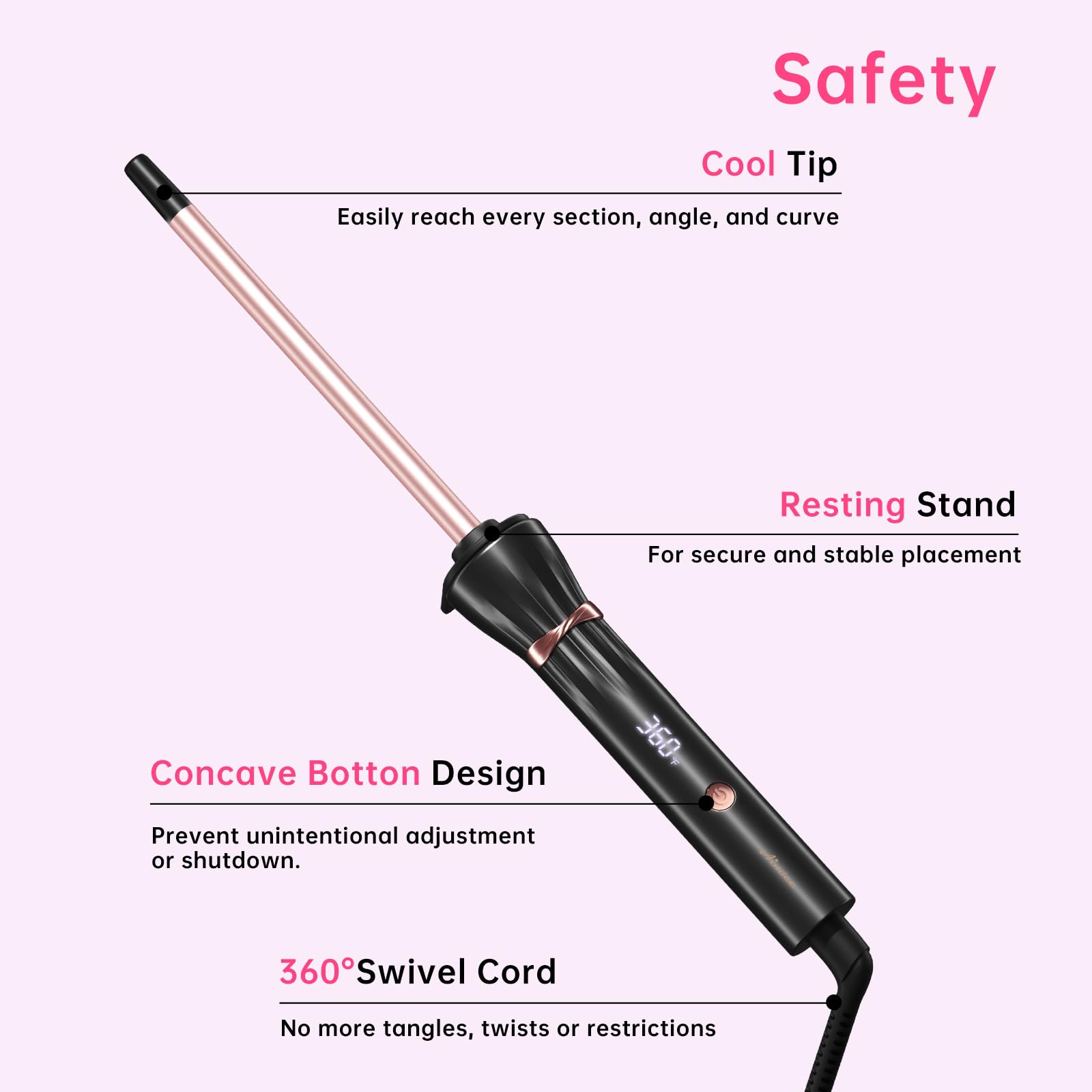 AIMSEE 6-inch barrel makes long hair easier to wrap and curl.