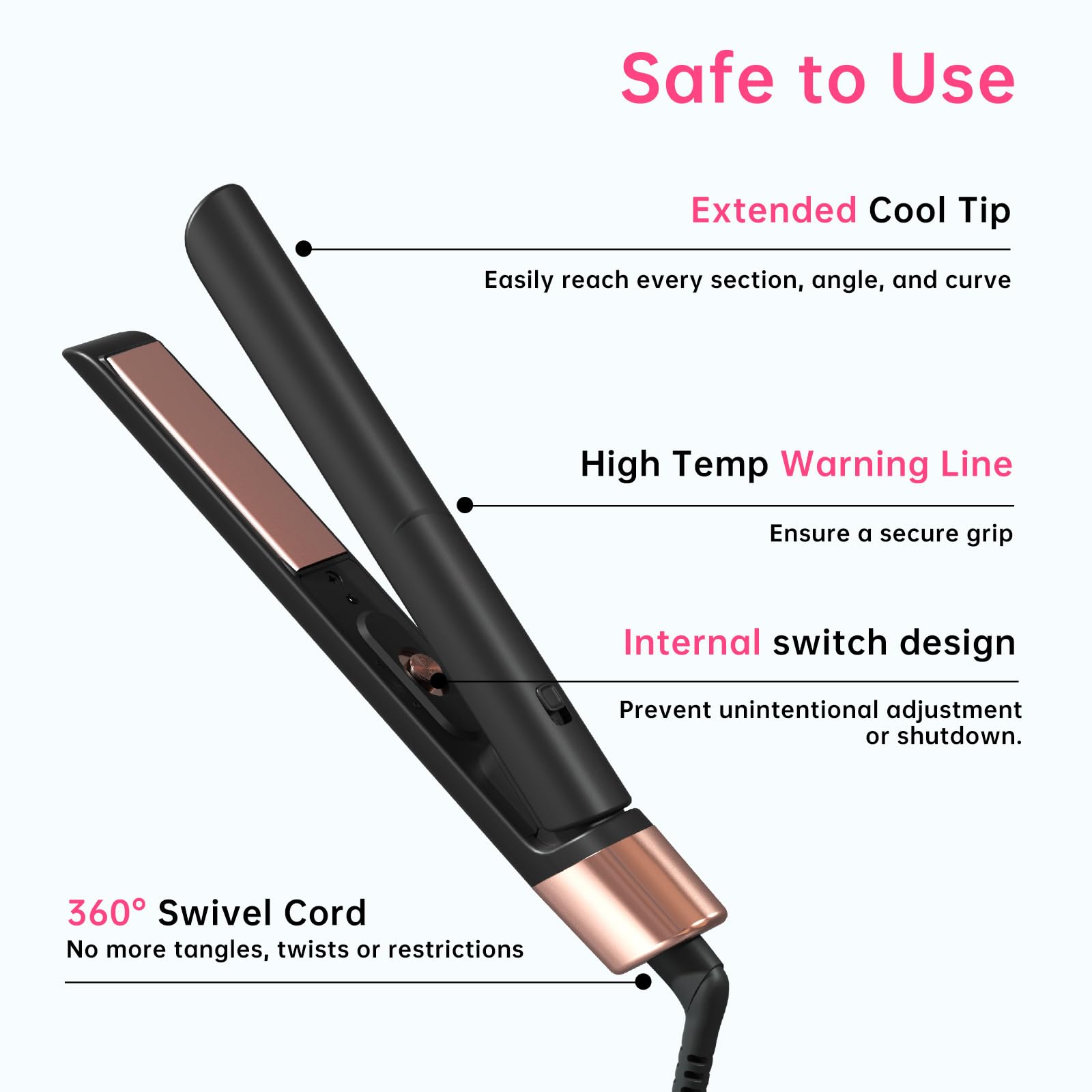 AIMSEE mini flat iron with argan-oil glaze for smoother, glossier results