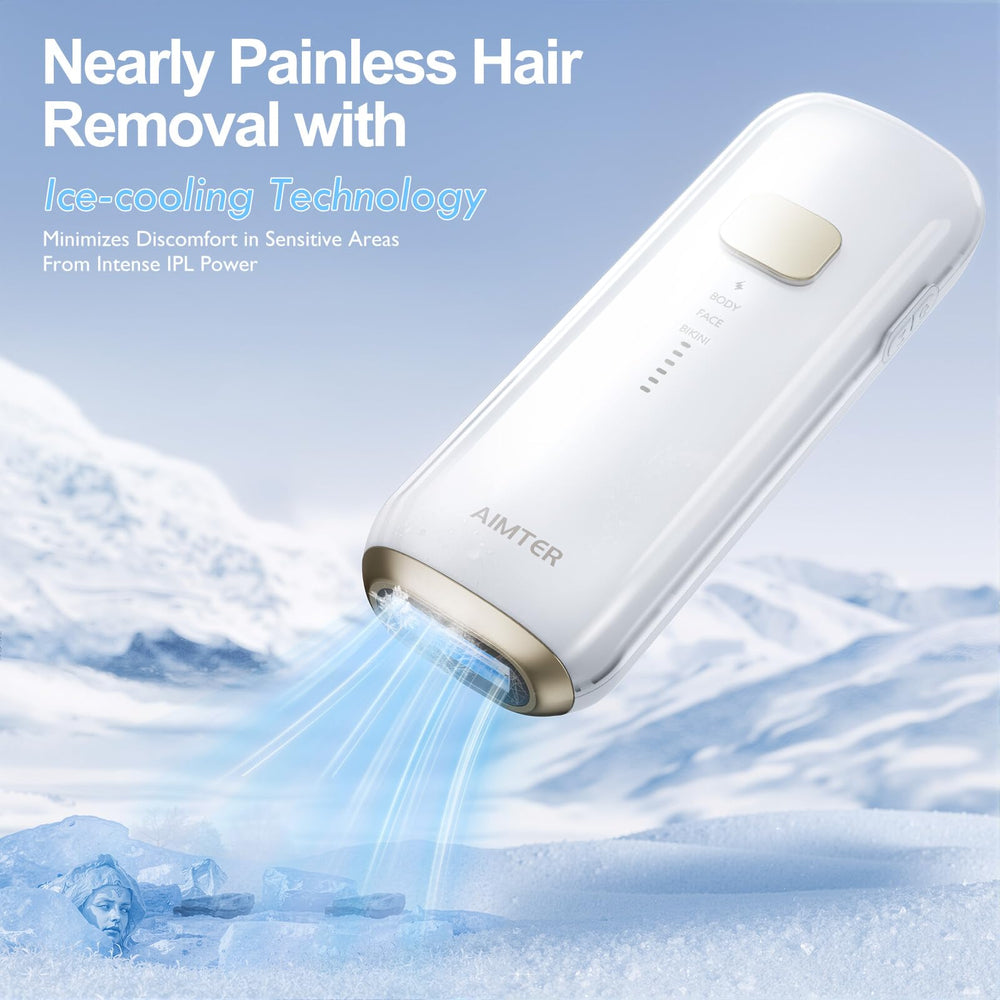 AIMTER ice cooling system close-up highlights skin-friendly cooling.