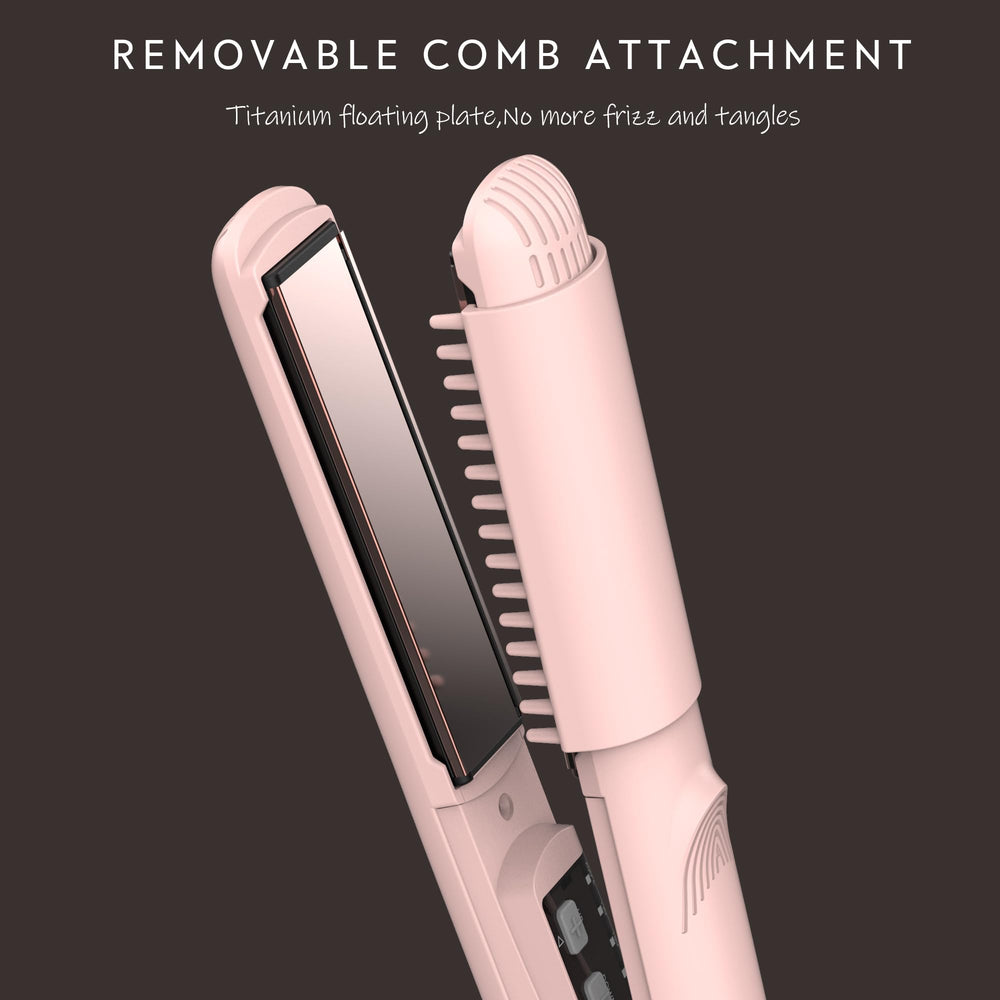 AINA 2-in-1 straightener and comb design for efficient detangling and straightening.
