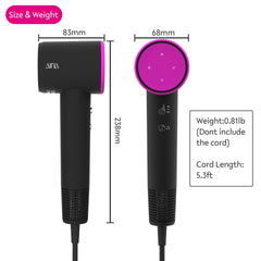 AINA Hair Dryer 110000rpm demonstrates high-speed airflow for efficient styling