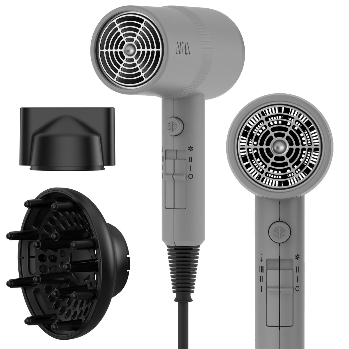 Aina hair dryer displaying advanced ionic technology for smoother, shinier hair.