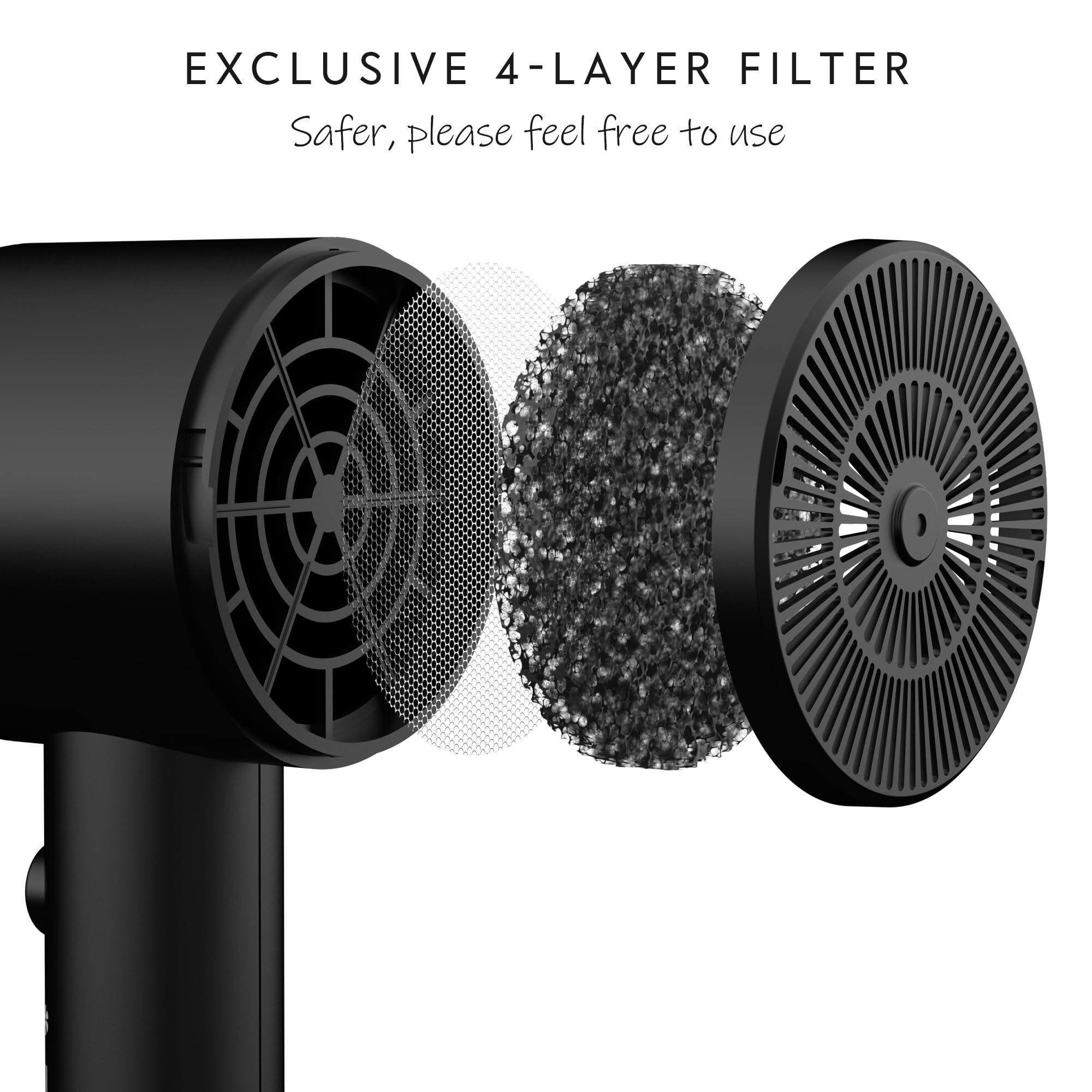 AINA hair dryer ceramic coating for even heat distribution and frizz control.