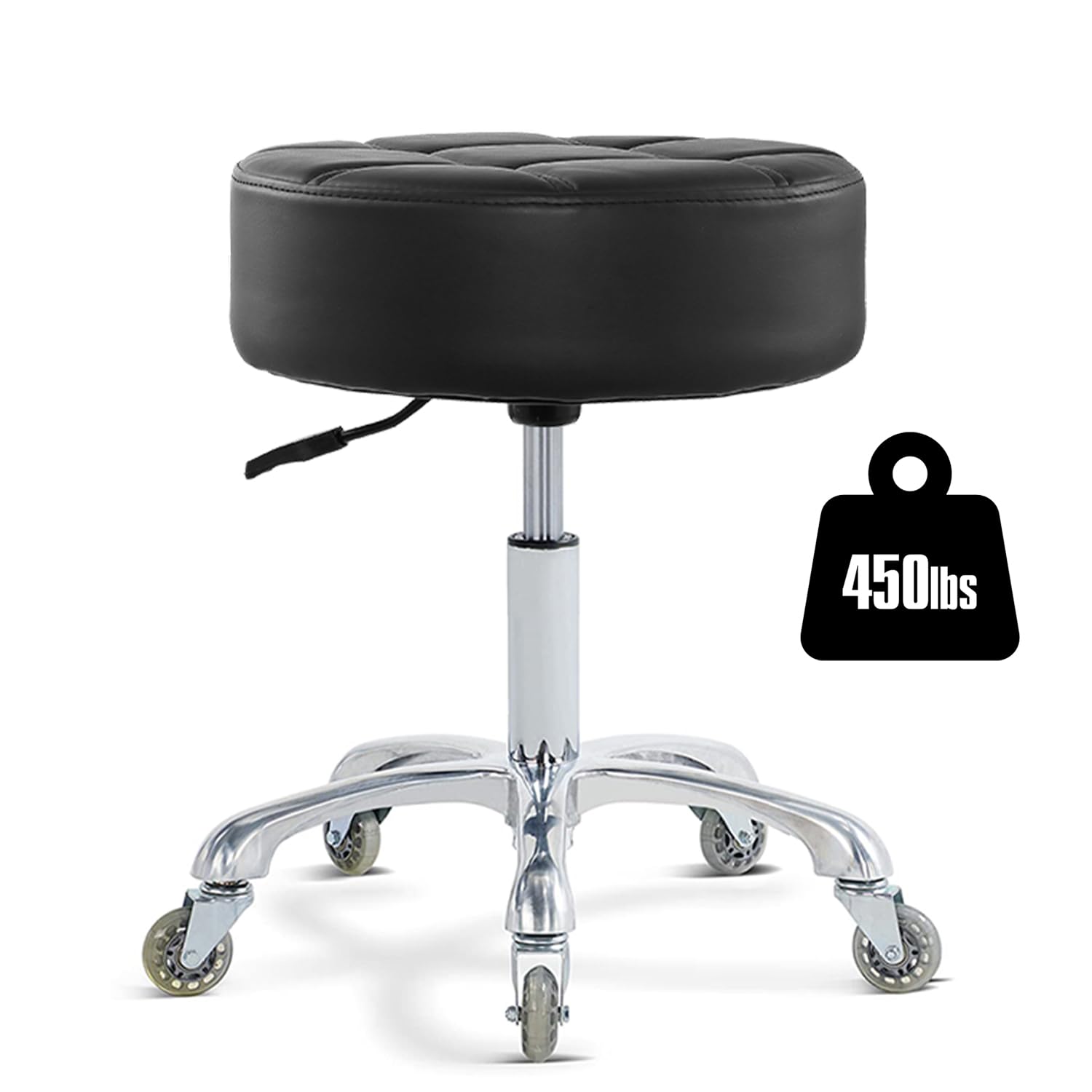 Ainilaily rolling stool cushion closeup highlights ultra thick 4.7-inch cushion for lasting comfort.
