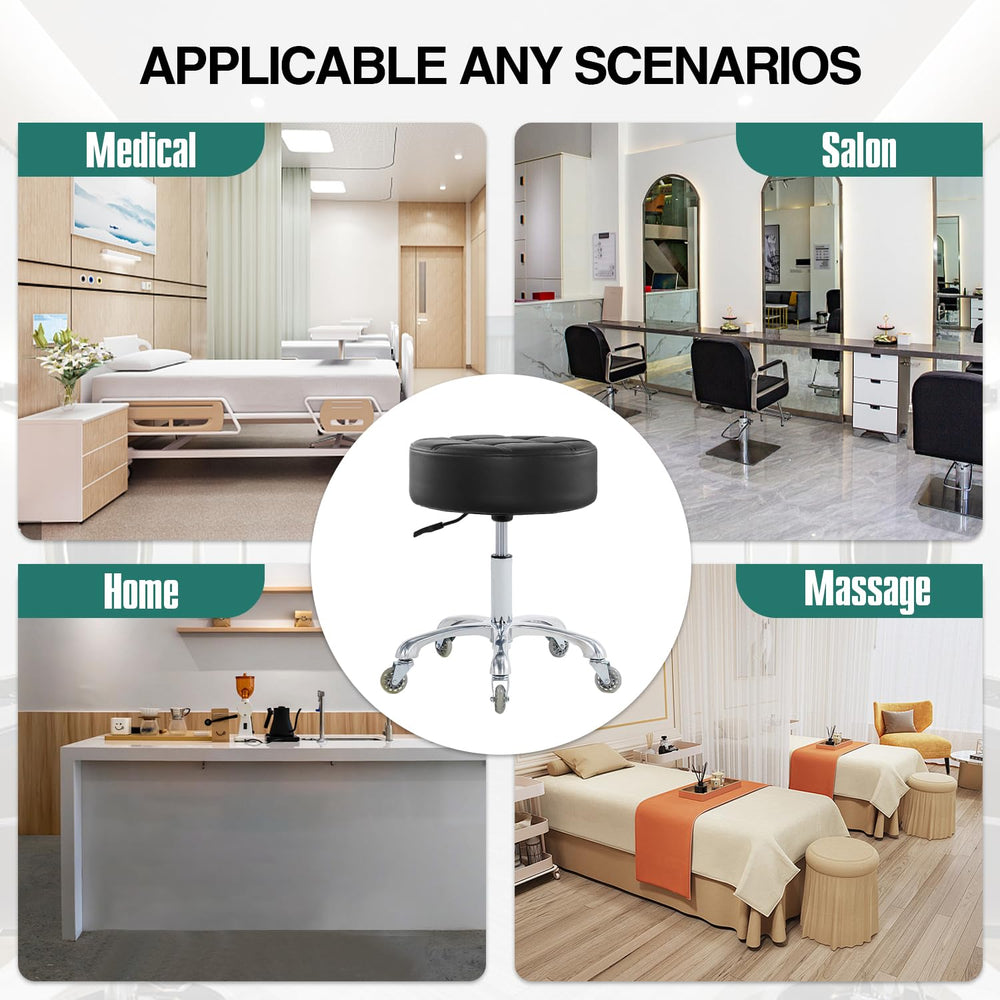 Ainilaily rolling stool in use in a clinic or spa setting for practical versatility.