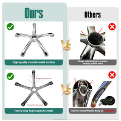 Ainilaily rolling stool metal base delivers stable support up to 450 pounds.