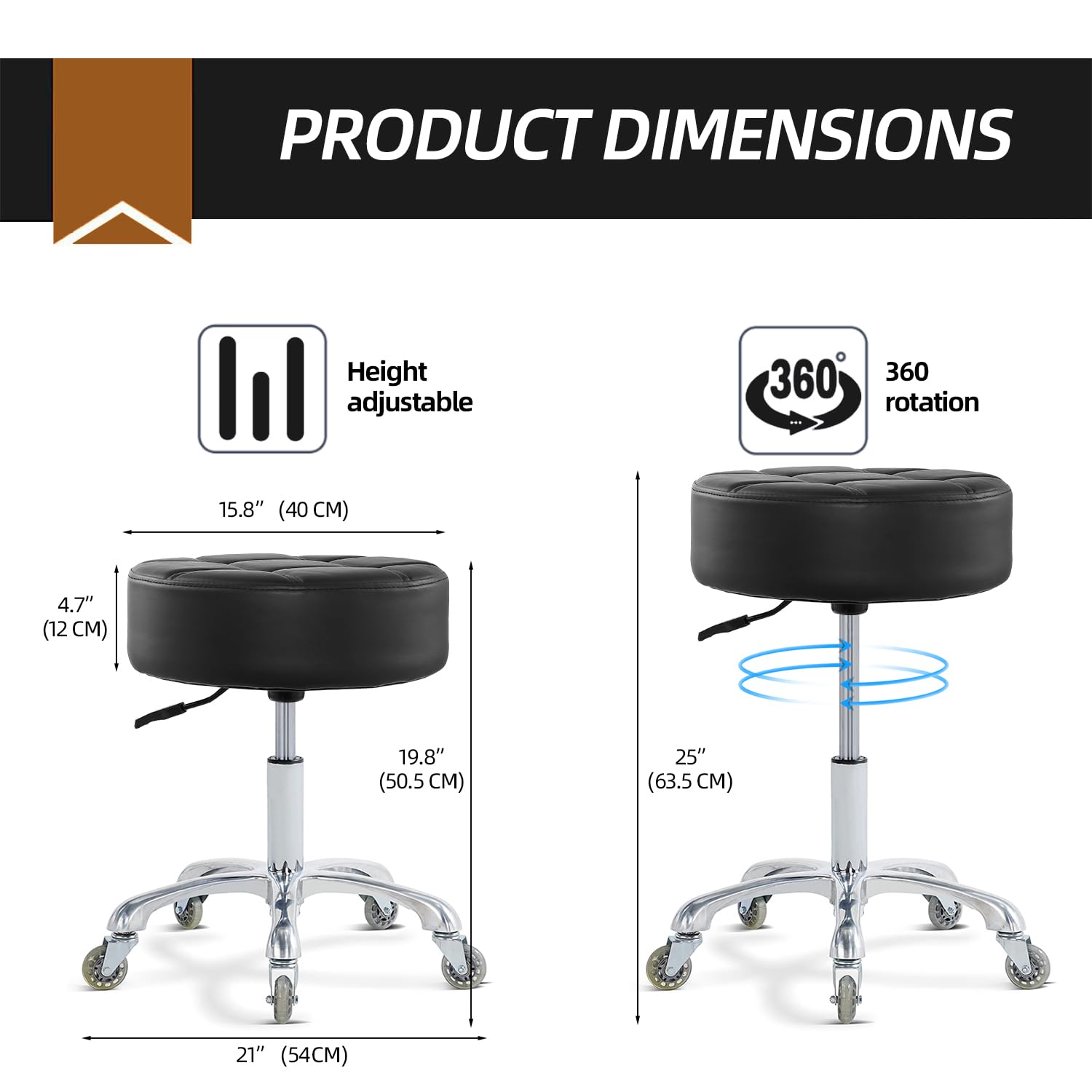 Ainilaily rolling stool quiet wheels demonstrate smooth, floor-friendly mobility.
