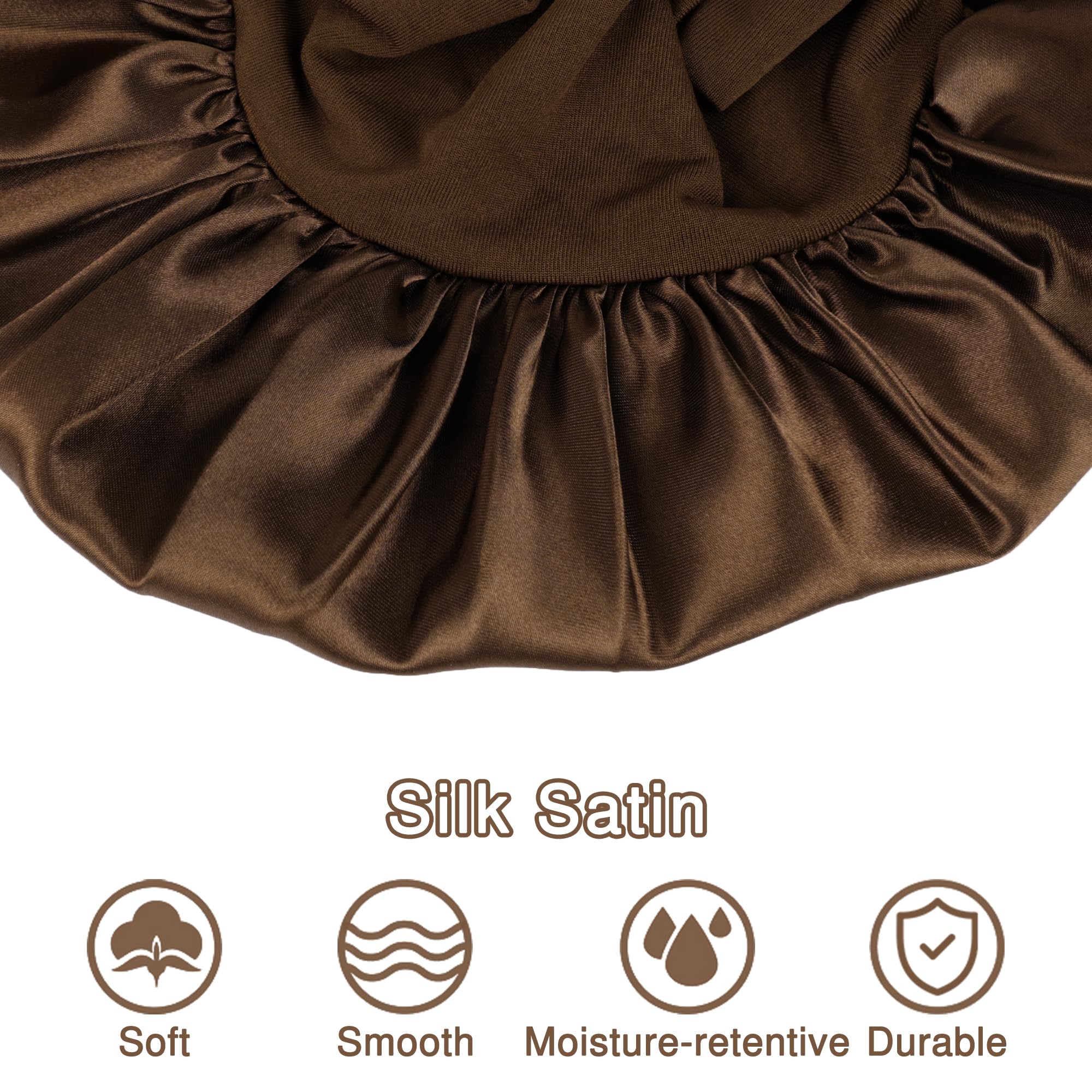 Aiphamy kids satin hair bonnet coffee pack locks in moisture overnight