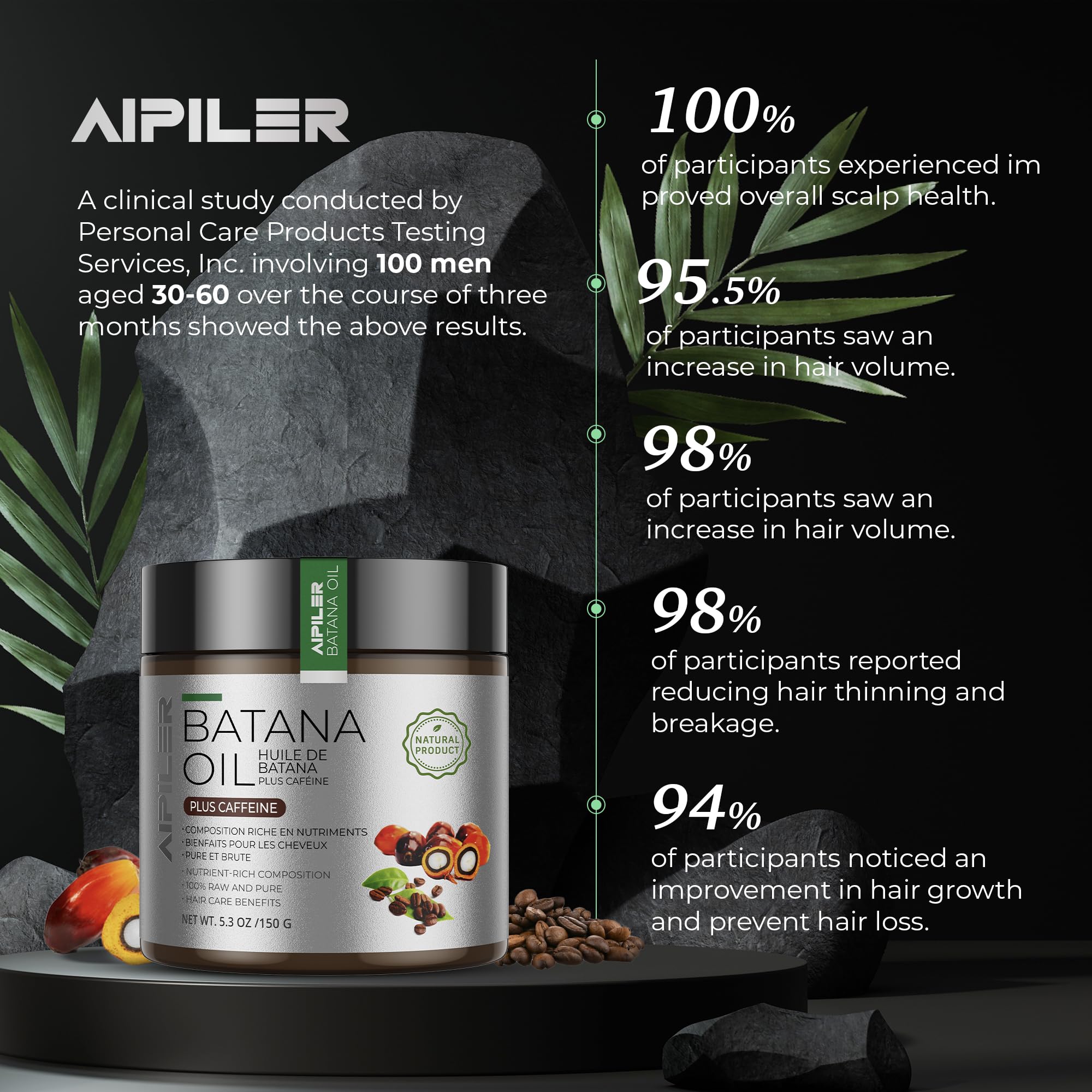 AIPILER Batana Oil packaging view highlights natural ingredients and pure formula.
