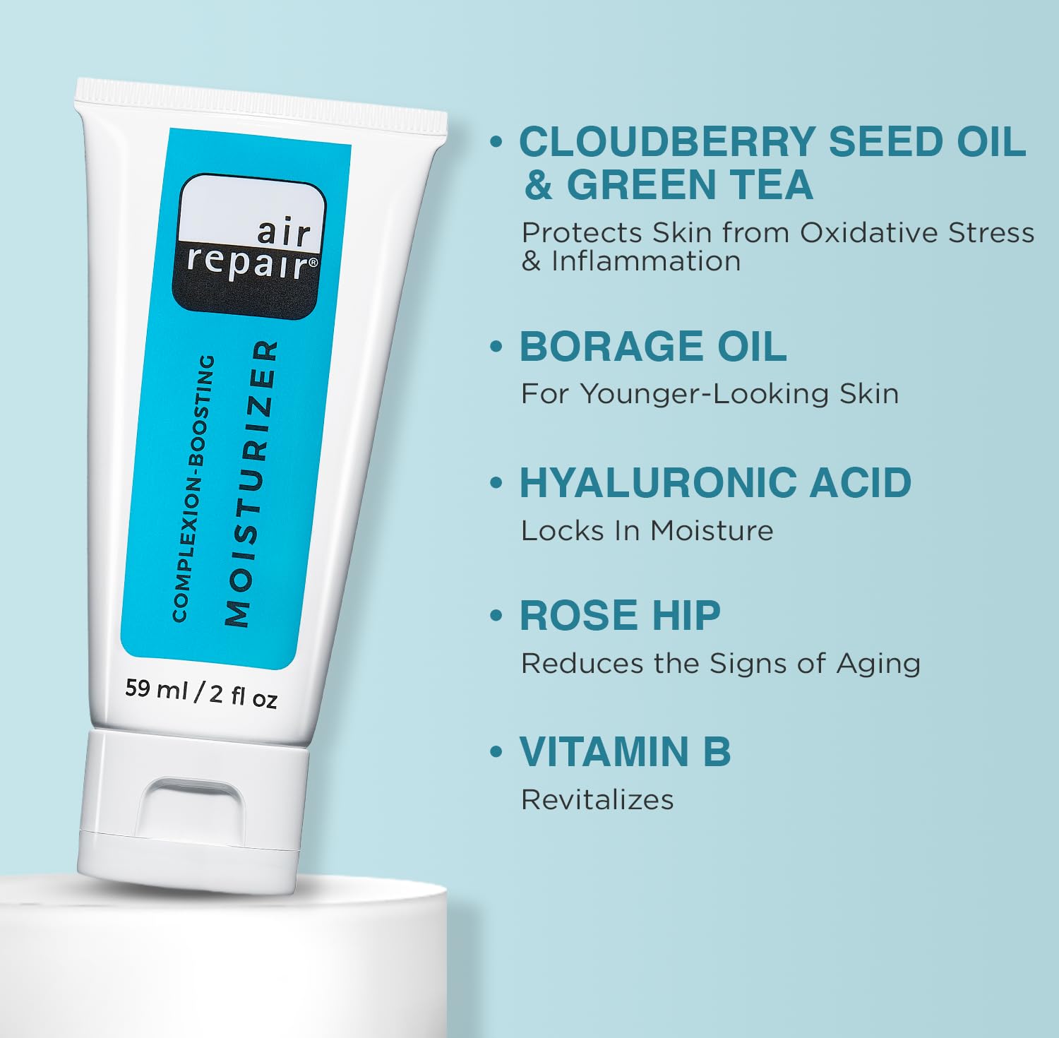 Air Repair Skincare Complexion Moisturizer ceramide focus supports skin barrier repair.