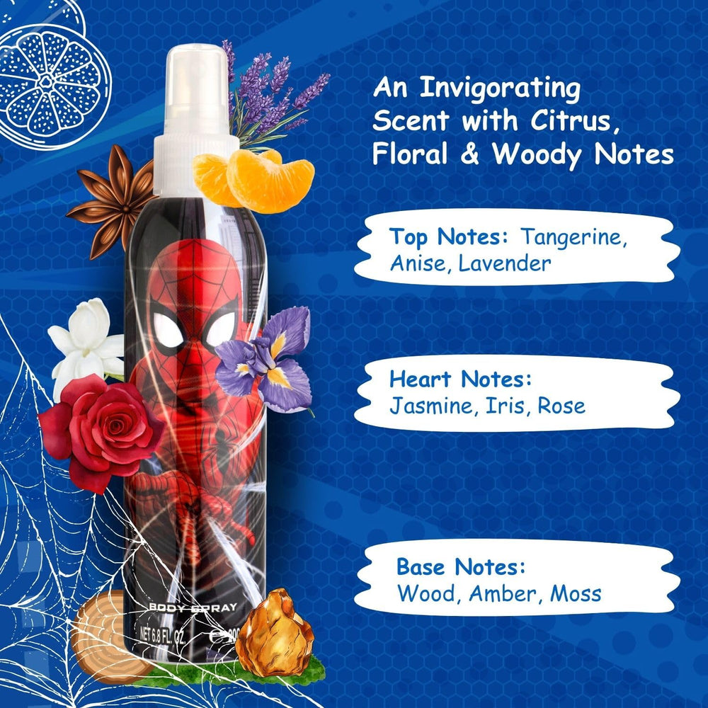 Air-Val Marvel Spider-Man kids cologne spray dispense for quick application.
