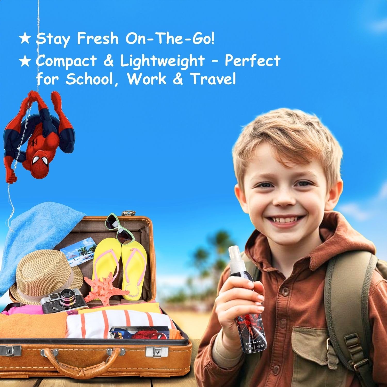Air-Val Marvel Spider-Man kids cologne hero logo closeup for brand recognition.