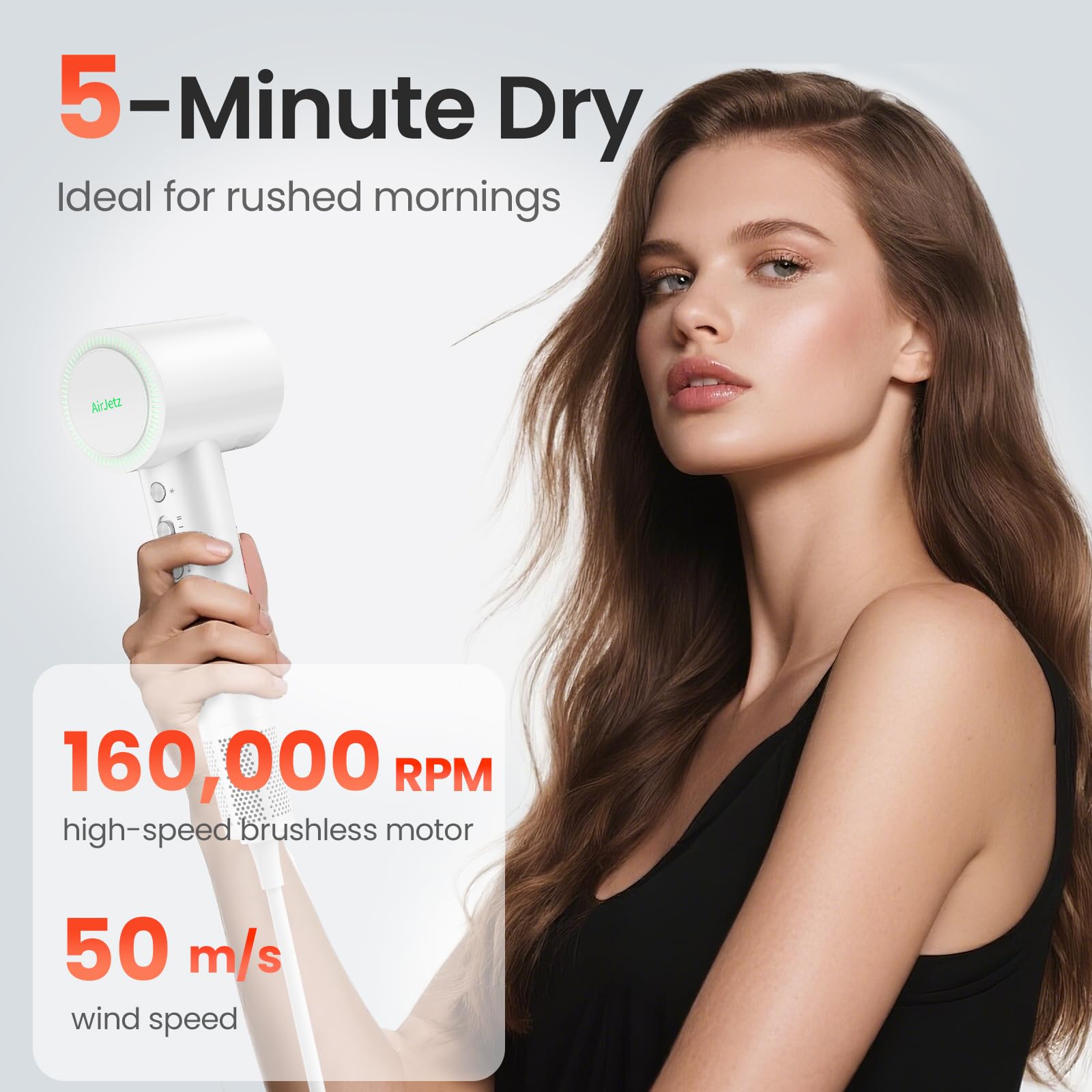 AirJetz diffuser attachment aiding frizz control and smoothing.