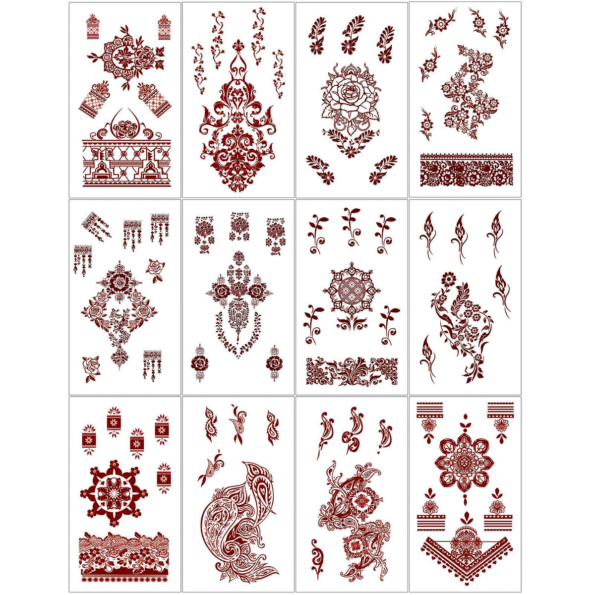 AIRNOGO Henna Tattoo Kit showcases 12 sheets ready for stylish body art moments
