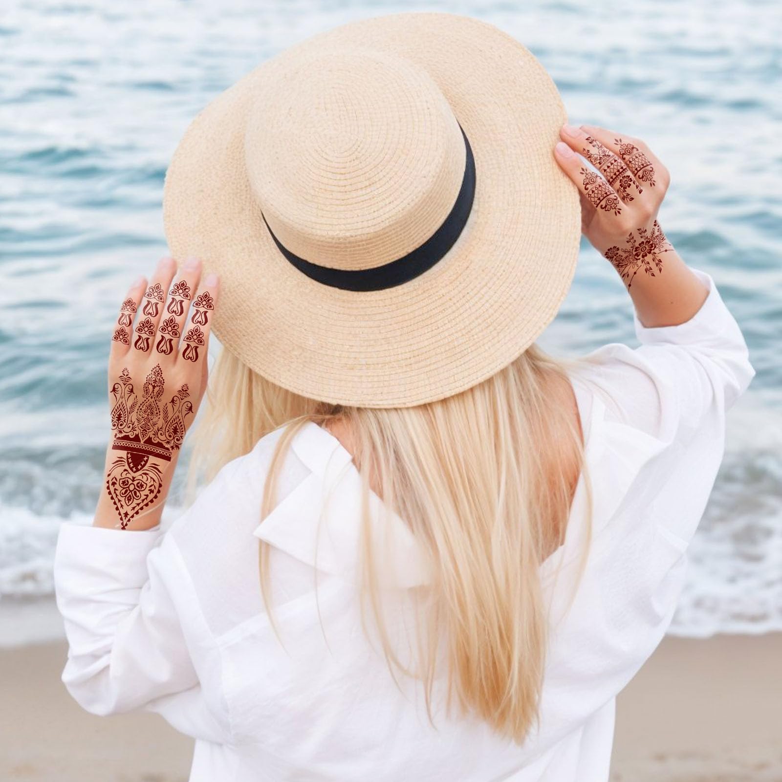 AIRNOGO Henna tattoo sizes 8.26x4.72 inches for versatile placements