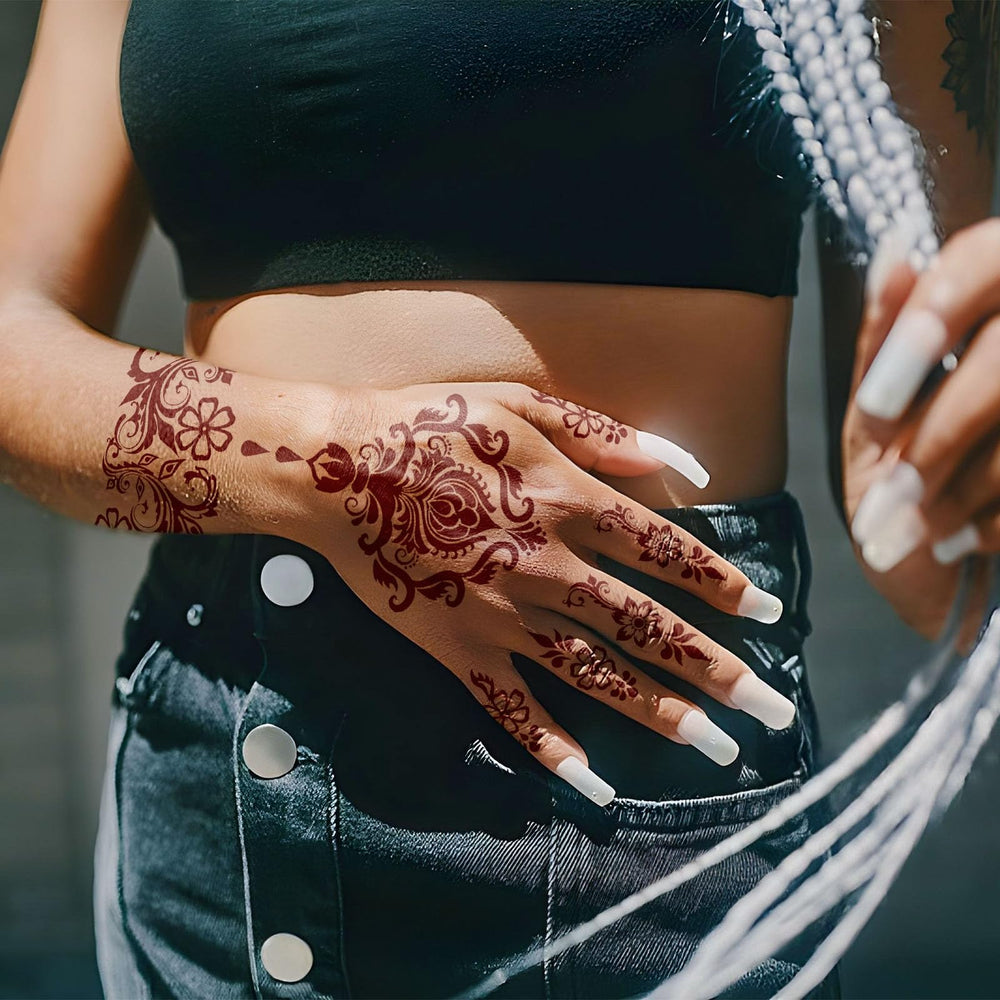 AIRNOGO Henna tattoos are waterproof and highly adherent for long wear