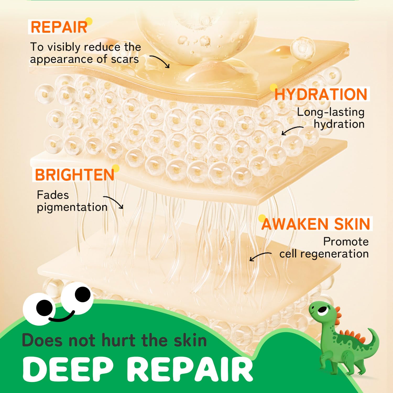 AirroYE Dinosaurs silicone scar sheet adhesive-application demonstrates proper placement.