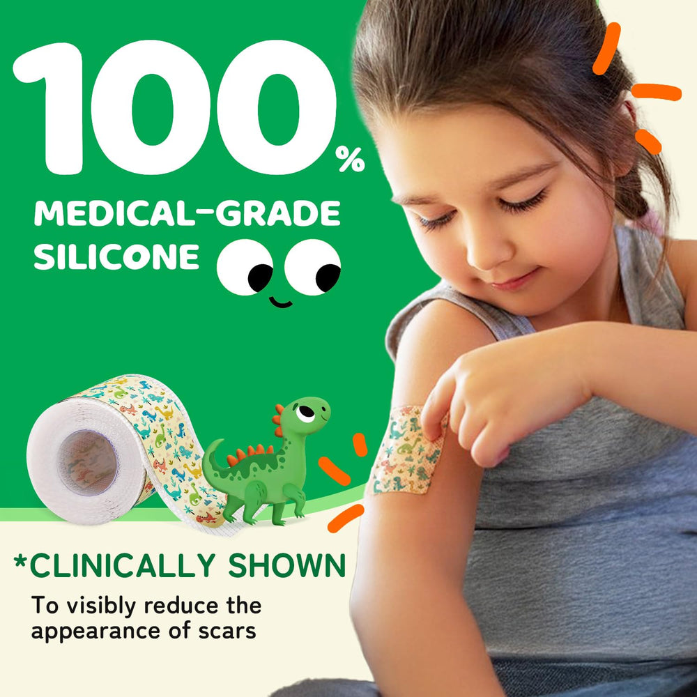AirroYE Dinosaurs silicone scar sheet closeup material highlights ultra-thin breathable fabric.