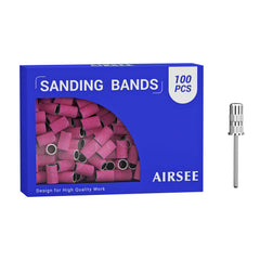 AIRSEE 100-piece 180-grit sanding bands for versatile nail prep on natural and artificial nails