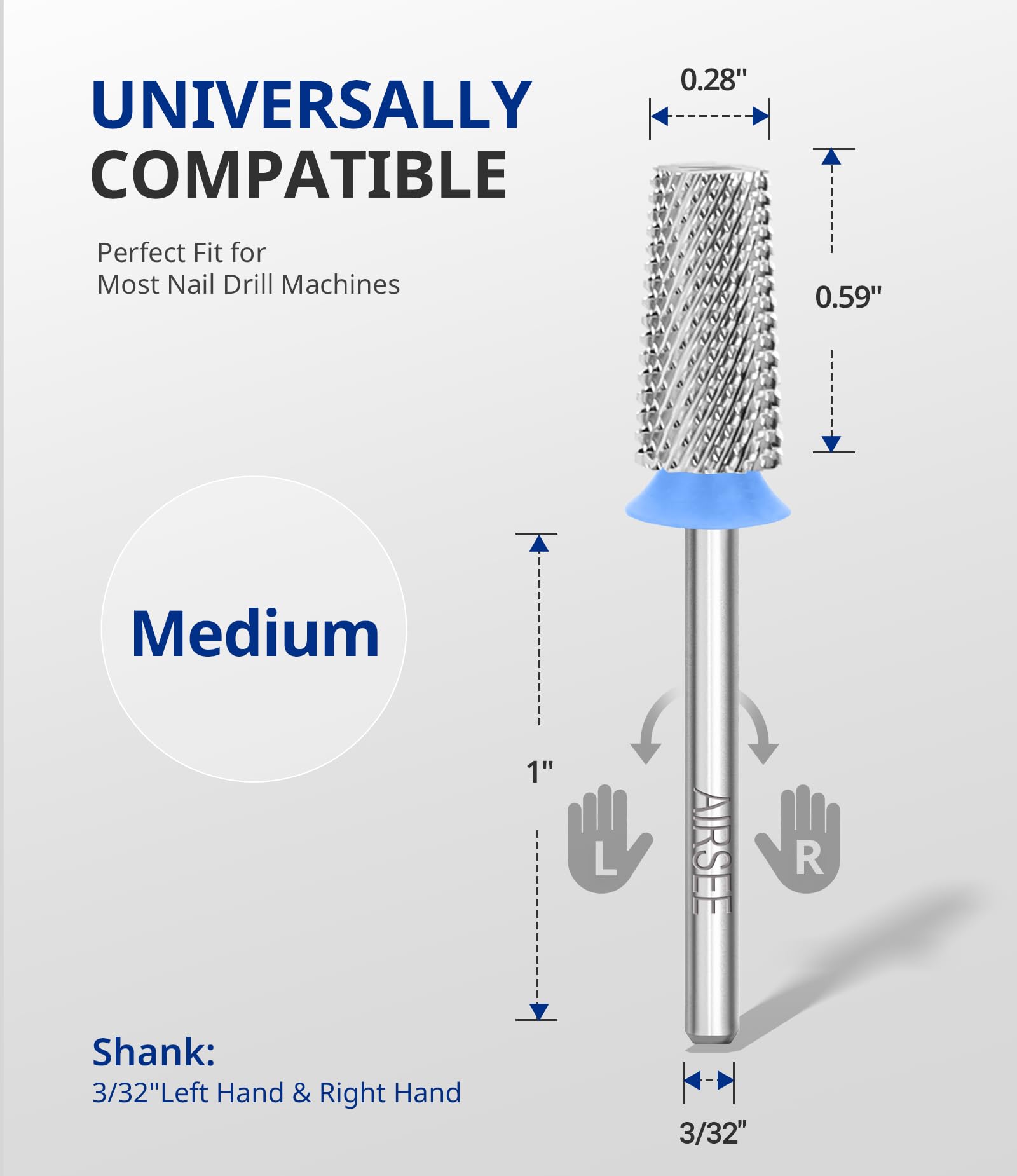 AirSEE bit used on artificial nails demonstrating shaping and surface smoothing