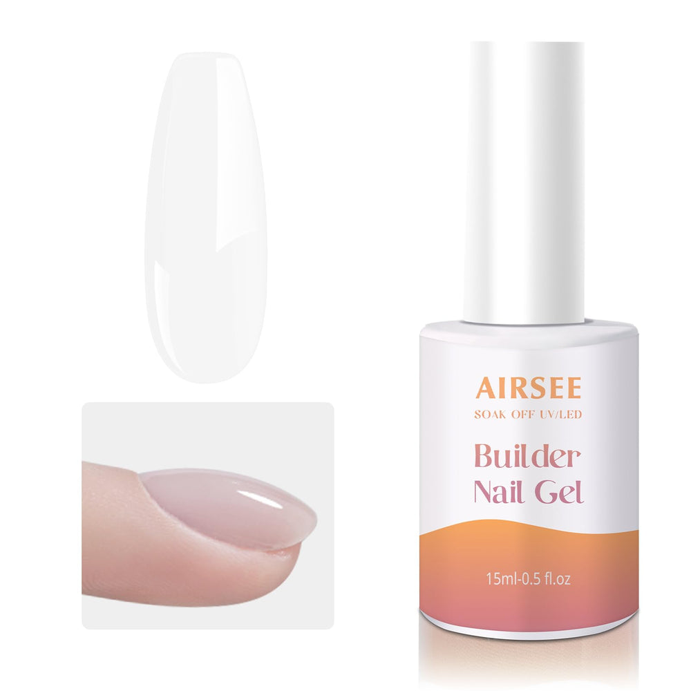 AIRSEE Builder Nail Gel overlays demonstrate smooth thickening for durable, salon-grade nails.