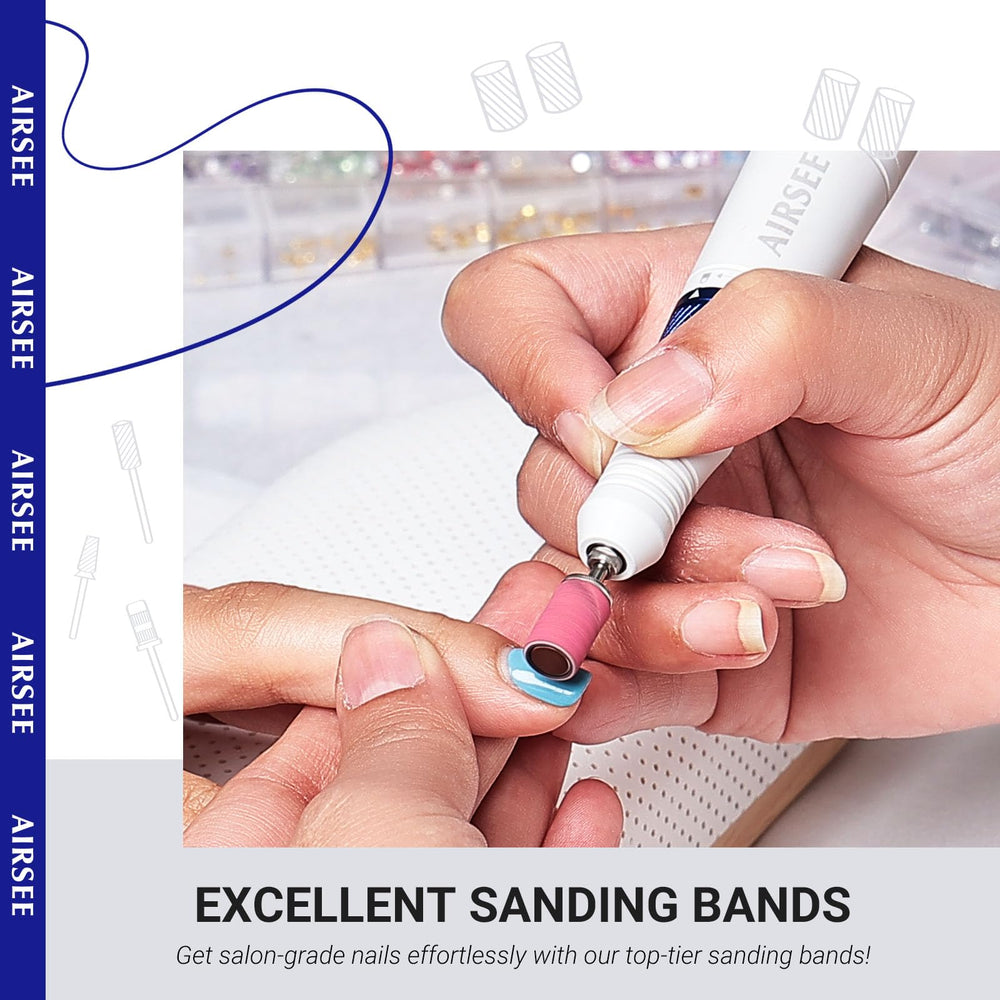 AIRSEE cuticle-removal sanding bands for precise prep in nail care