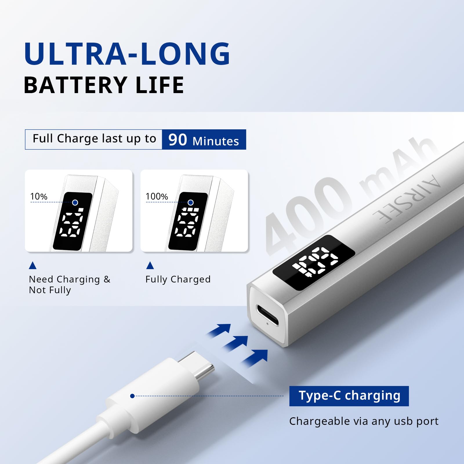 AirSEE lámpara de uñas con pantalla LCD para ajustes de secado precisos.