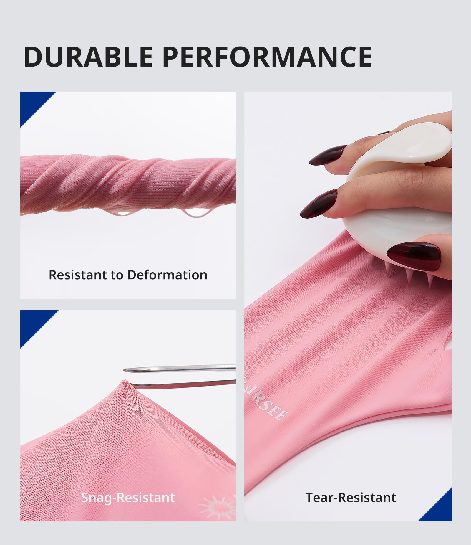 AirSee Premium UPF50 gloves pink reinforced fingertip stitching offers durability and long wear