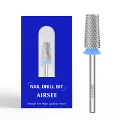 AirSEE tungsten carbide nail drill bit with flat-top tapered barrel for precise shaping