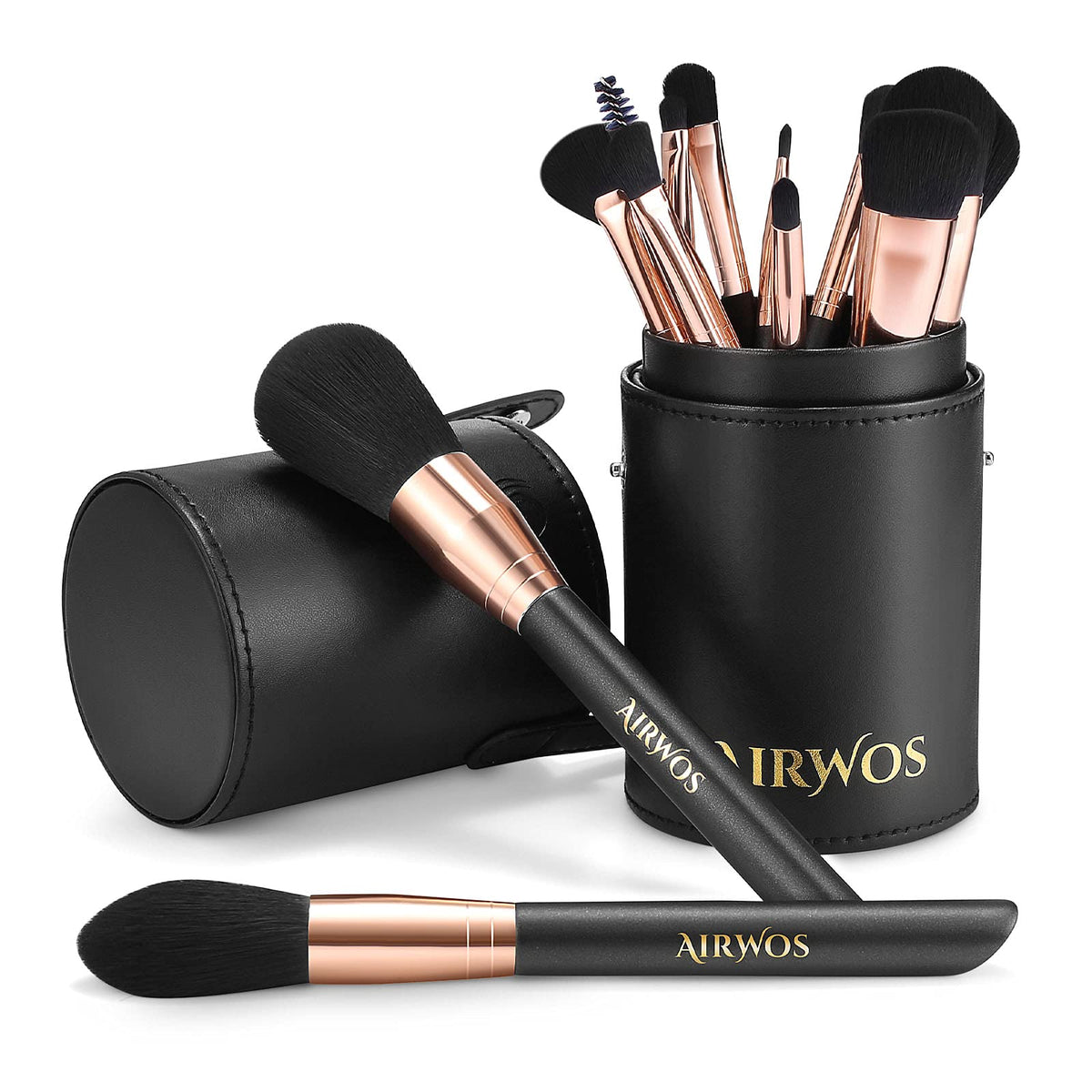AirWos brush set case with pearl finish for easy on-the-go touch-ups.