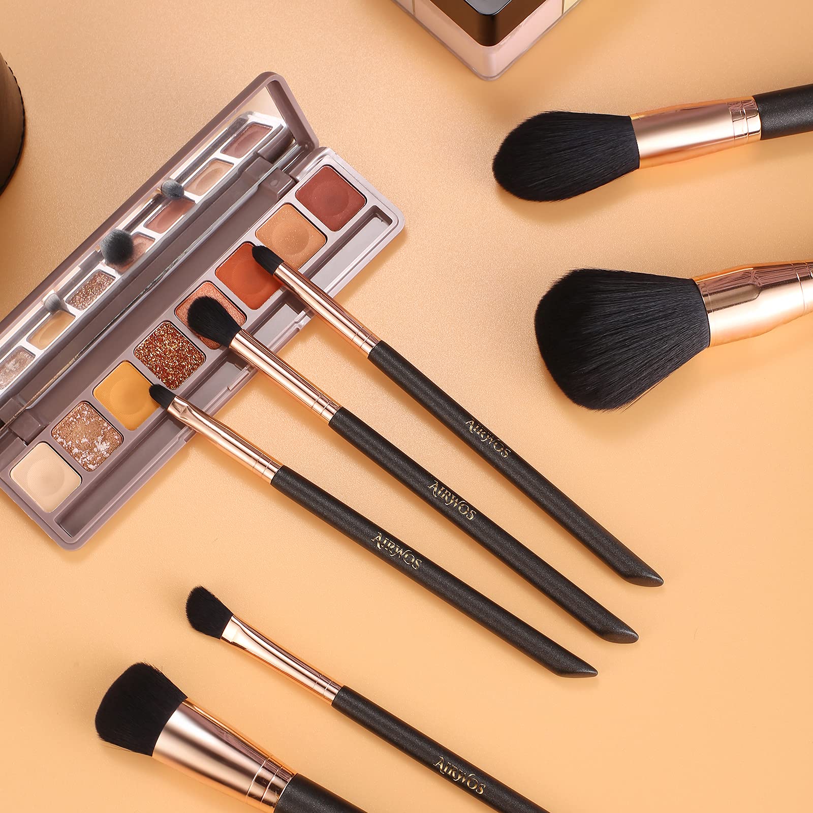 AirWos brushes with pearl-flash handles offer comfortable grip.