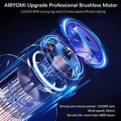 Airyomi hair dryer diffuser creates even airflow for gentle styling and frizz reduction.