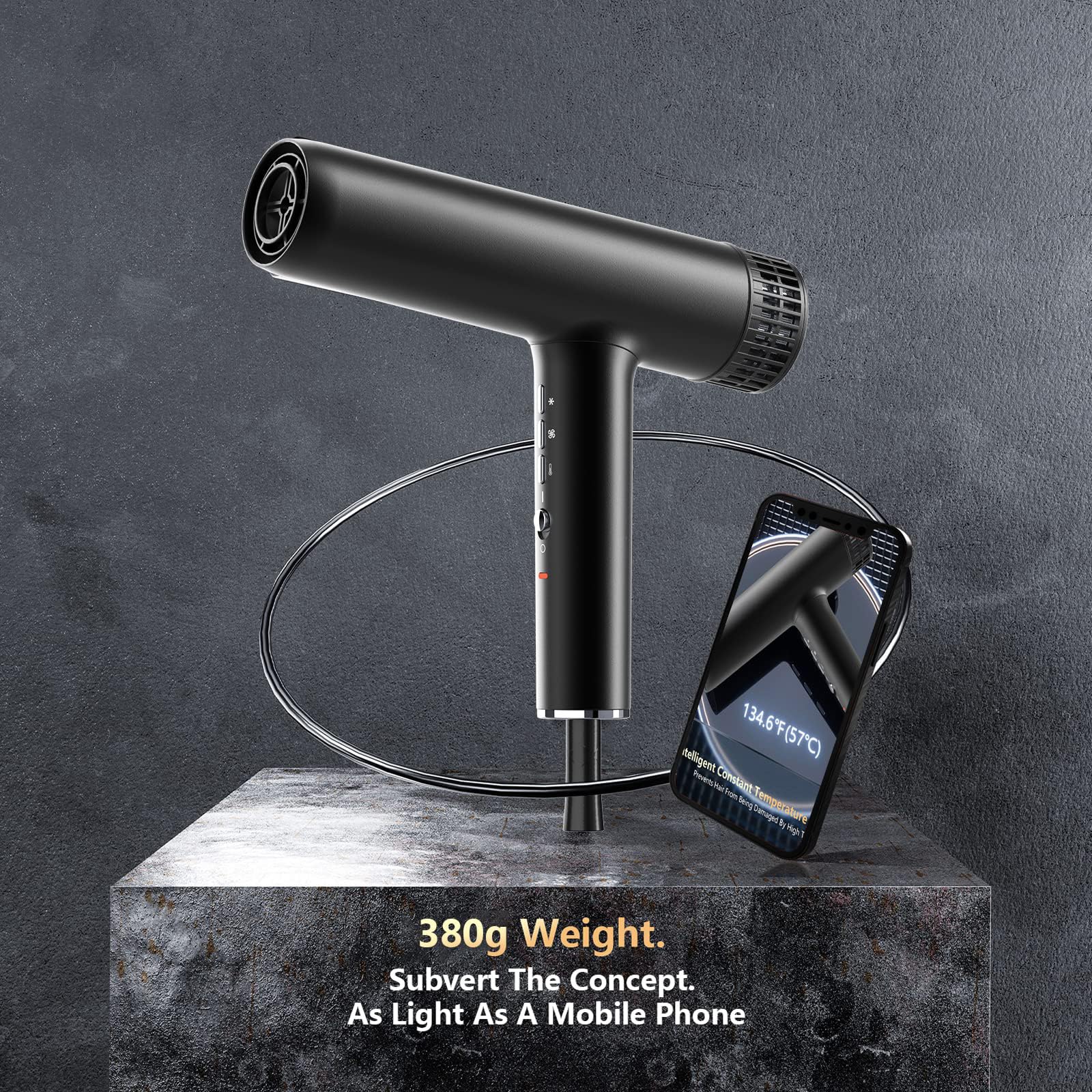 Airyomi ultralight-weight dryer held comfortably reducing fatigue during styling