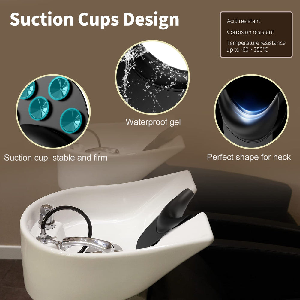 AISEELY neck rest mounted on salon sink demonstrates slip-resistant stability
